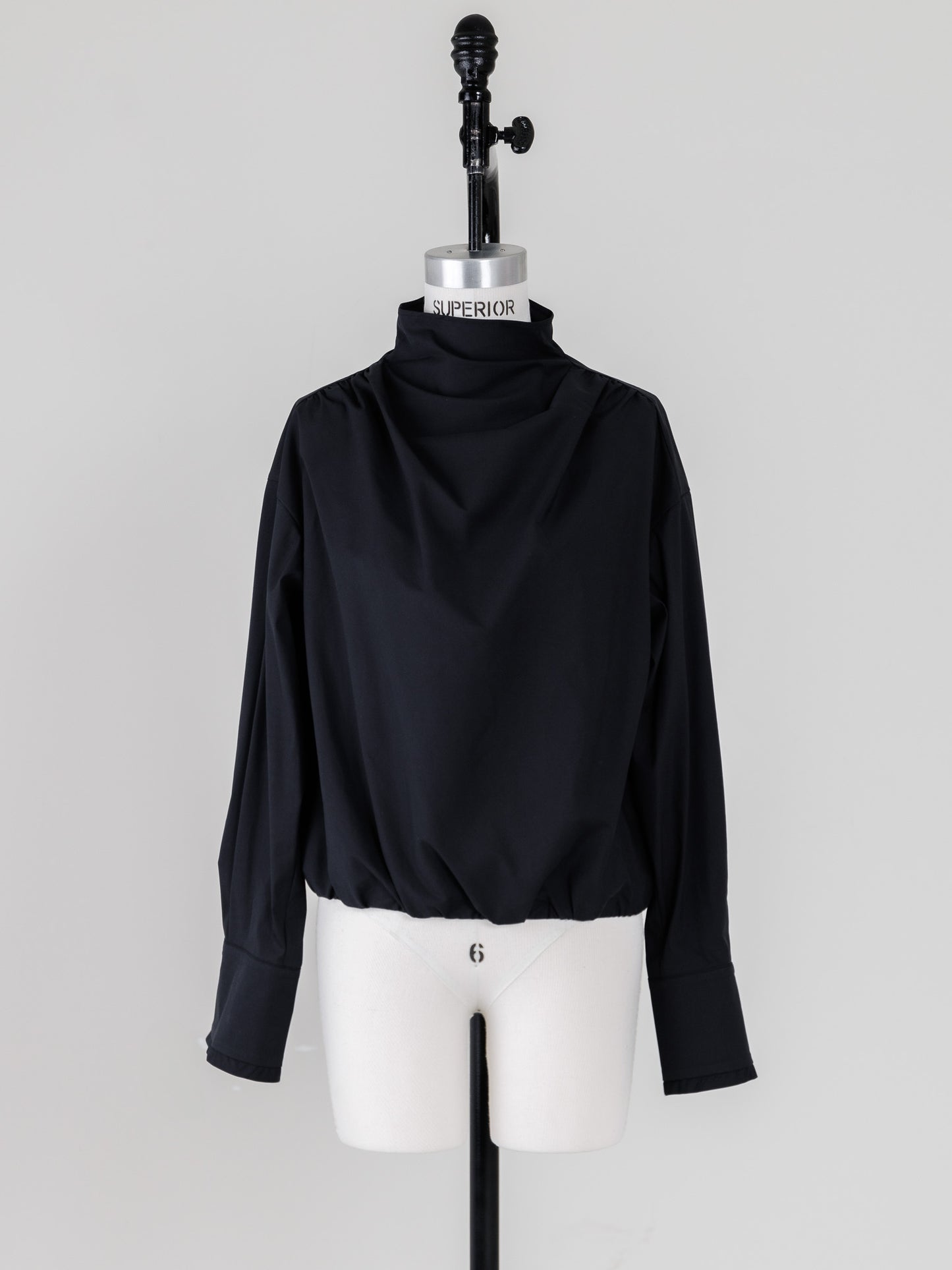 Natalie/bottle neck drape blouse