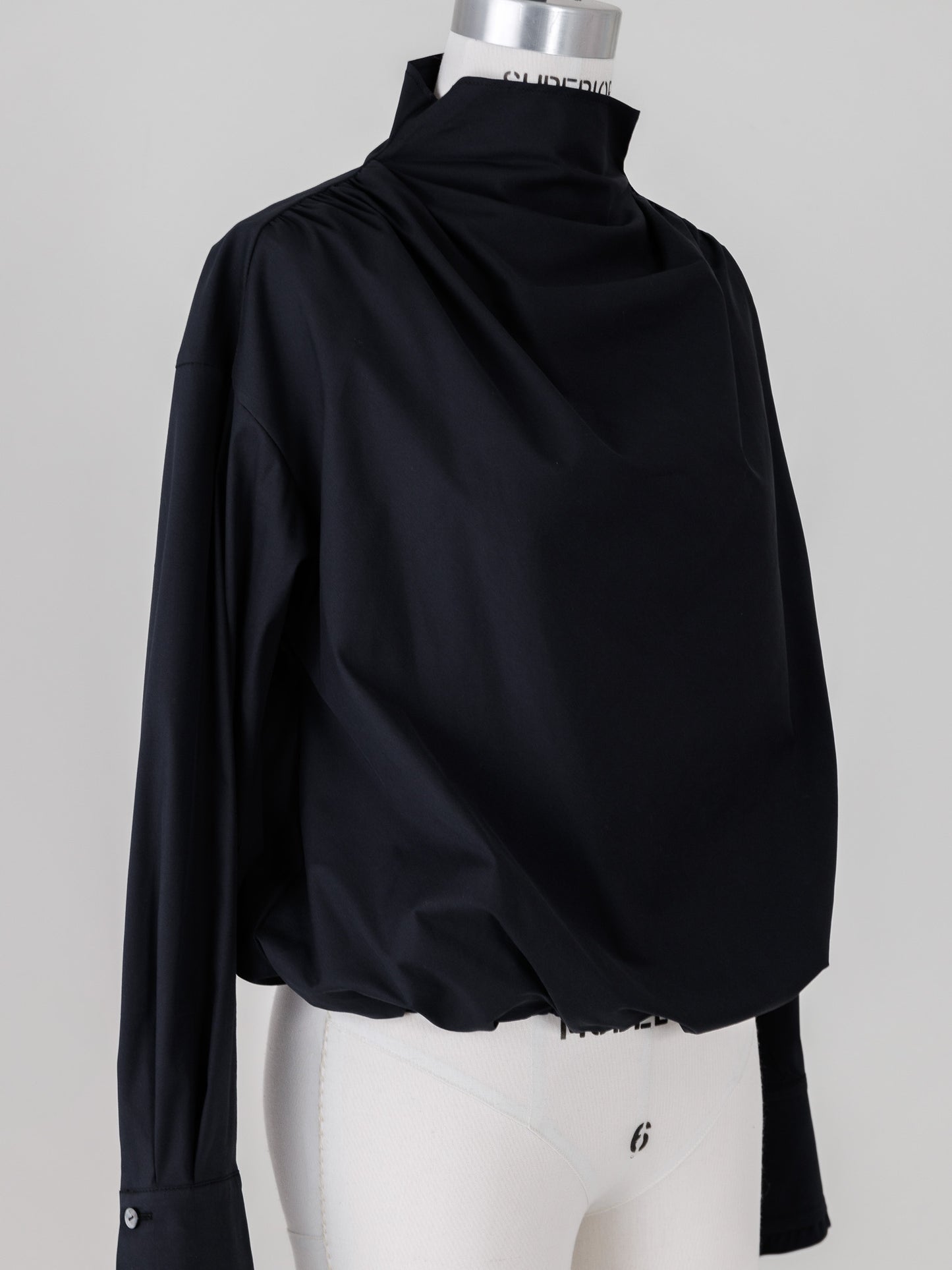 Natalie/bottle neck drape blouse