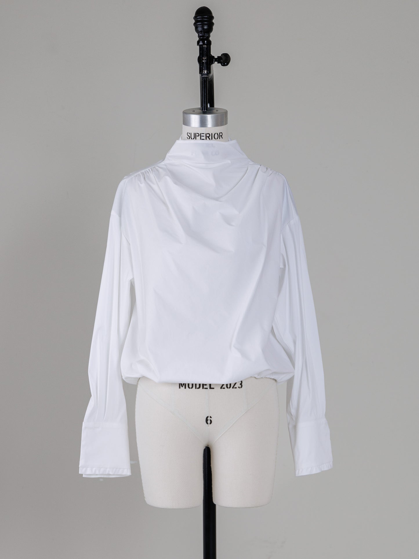 Natalie/bottle neck drape blouse