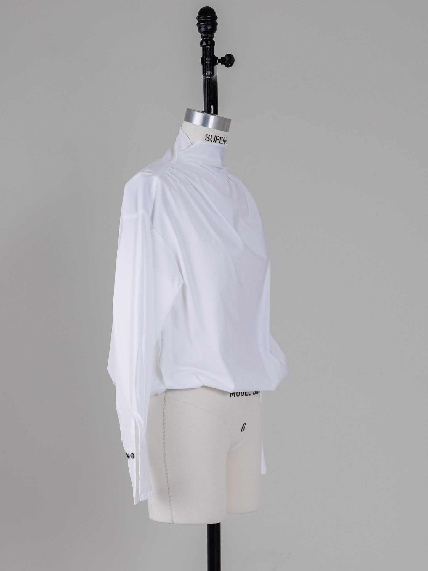 Natalie/bottle neck drape blouse