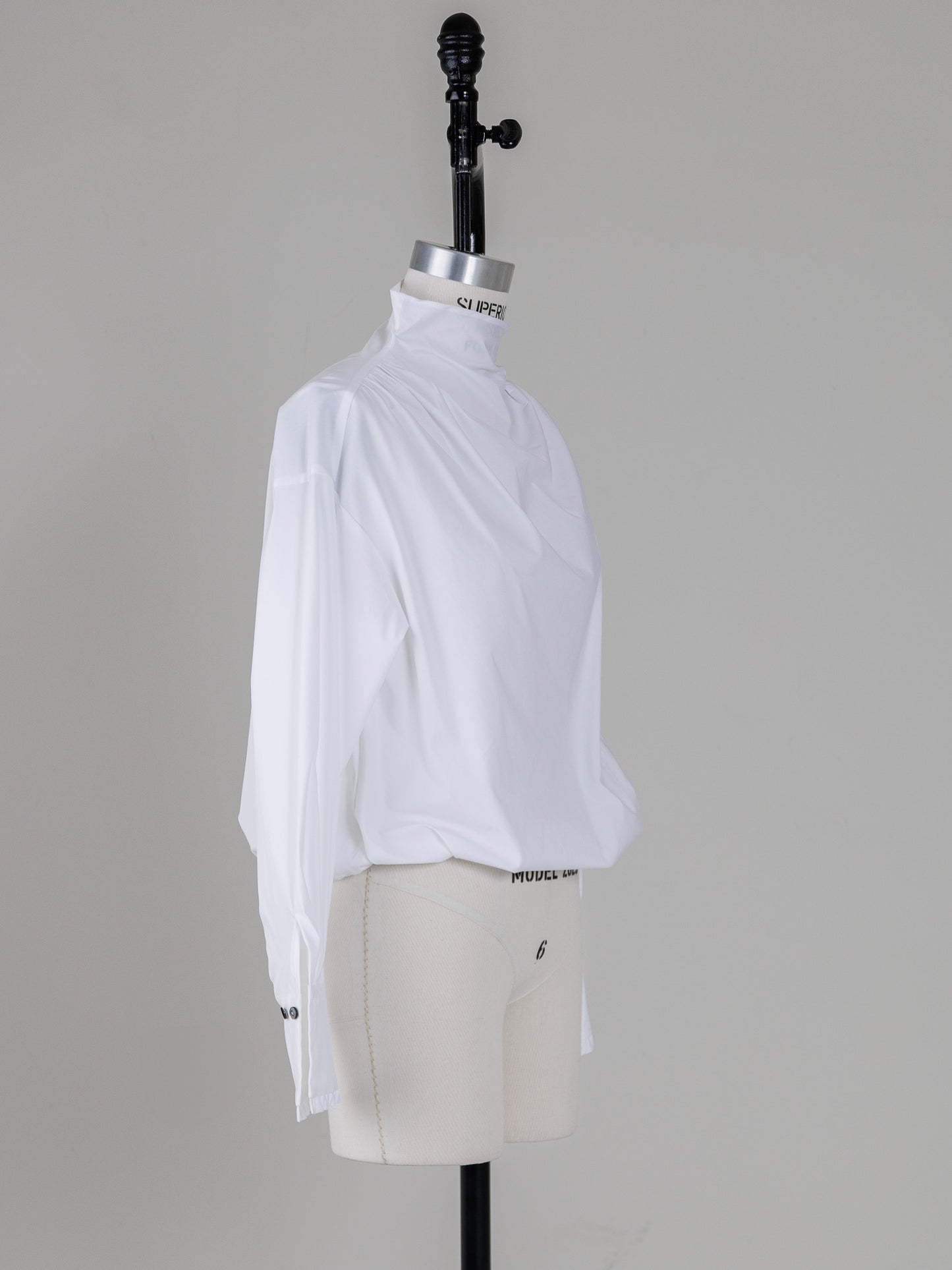 Natalie/bottle neck drape blouse