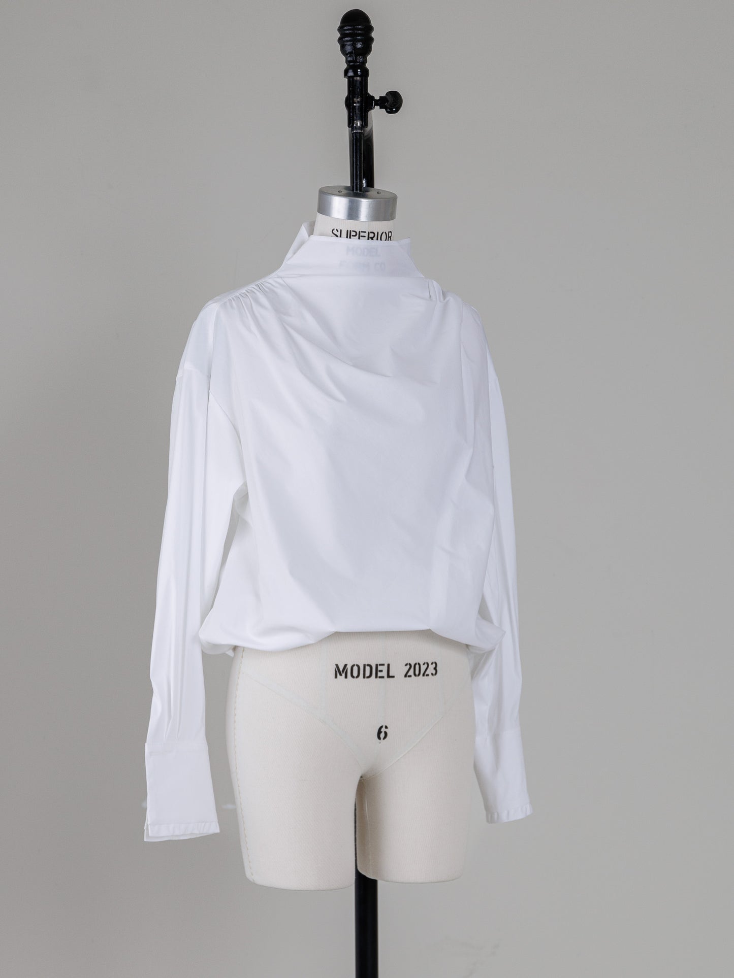 Natalie/bottle neck drape blouse