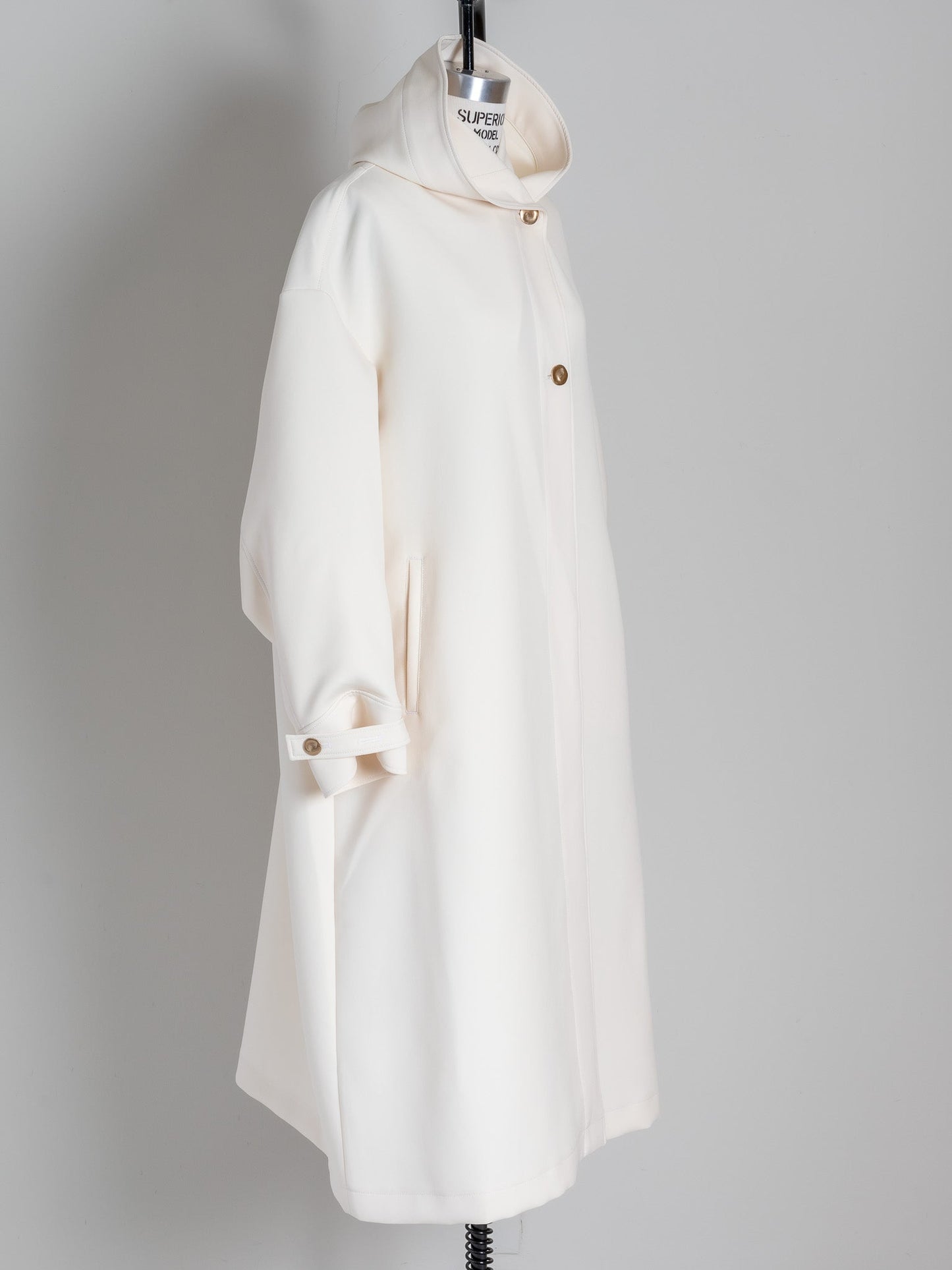 Irene / switch neck feather long coat (perl/midnight/noir)