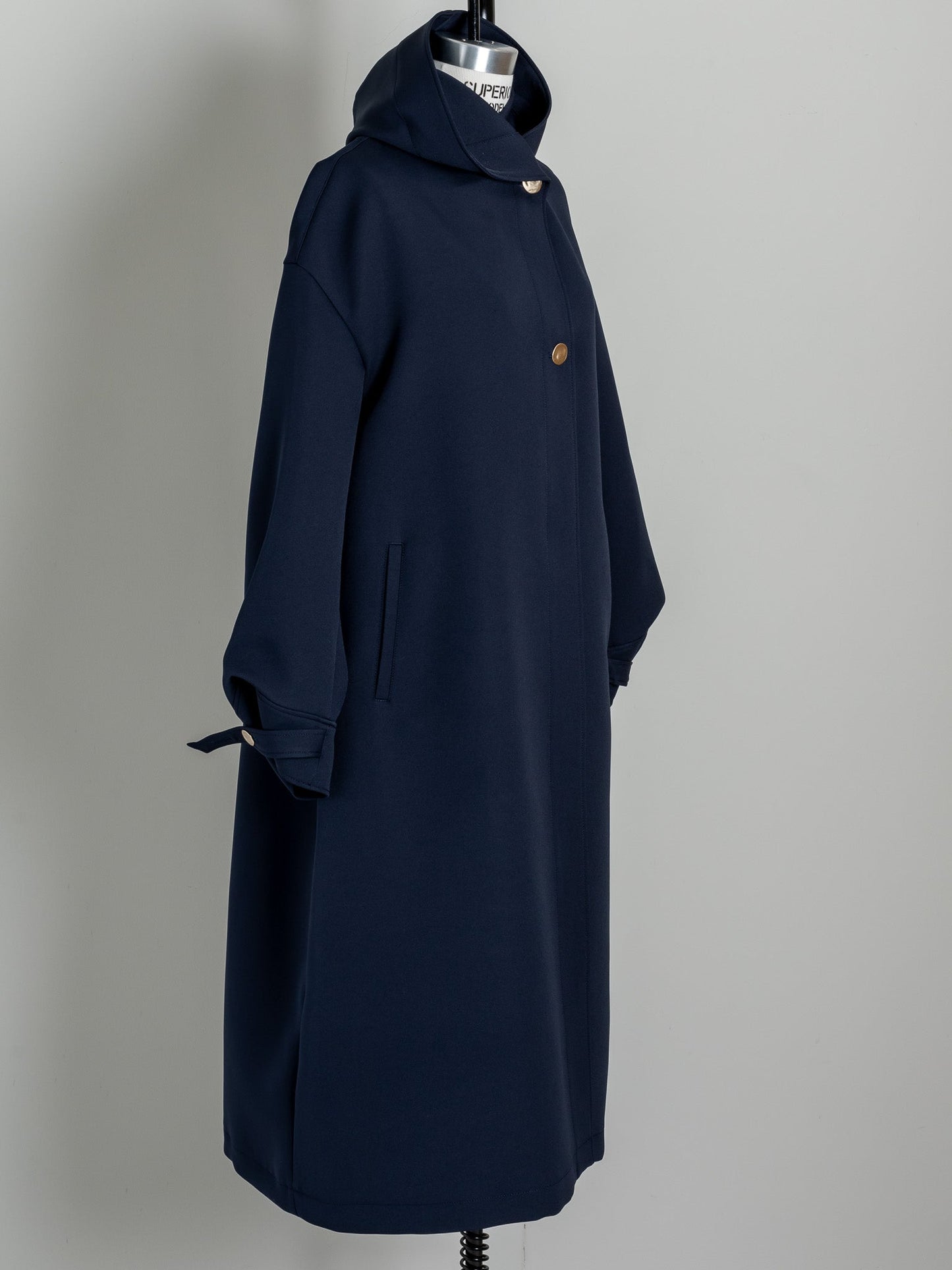 Irene / switch neck feather long coat (perl/midnight/noir)