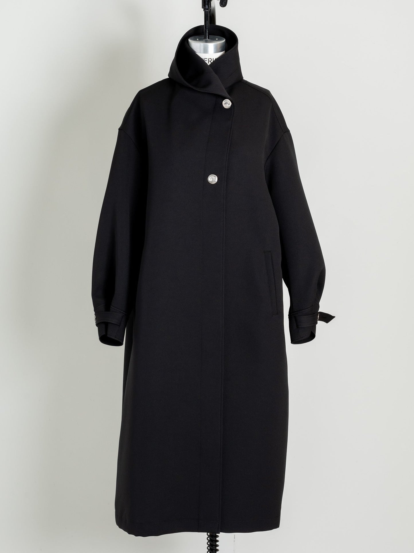 Irene / switch neck feather long coat (perl/midnight/noir)