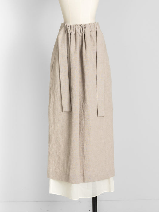 【予約販売】Nina / squeeze linen skirt (sand/carbon/cloud)