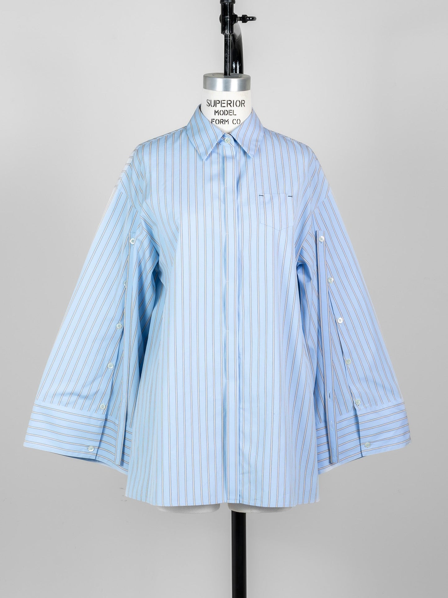 Mia / deres thomas mason 6way sleeve shirt (STRIPE/ INDIGO / CLEAR BLUE)