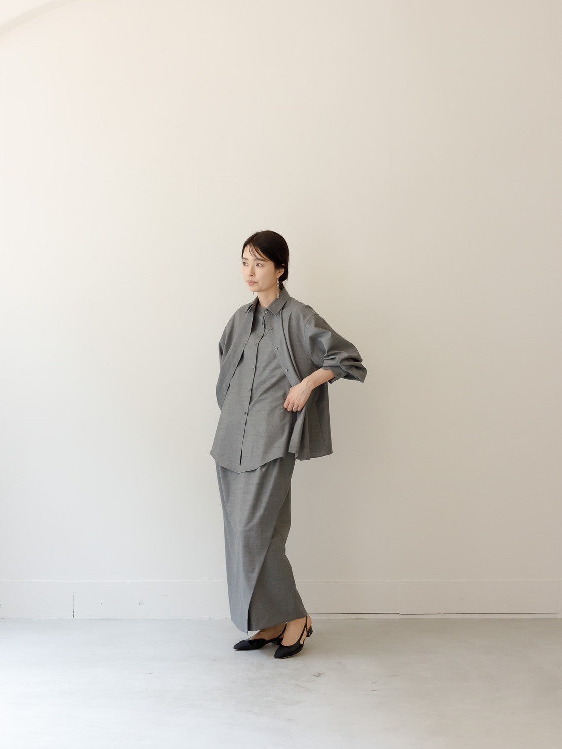 Mariela/double layered shirt jacket Black