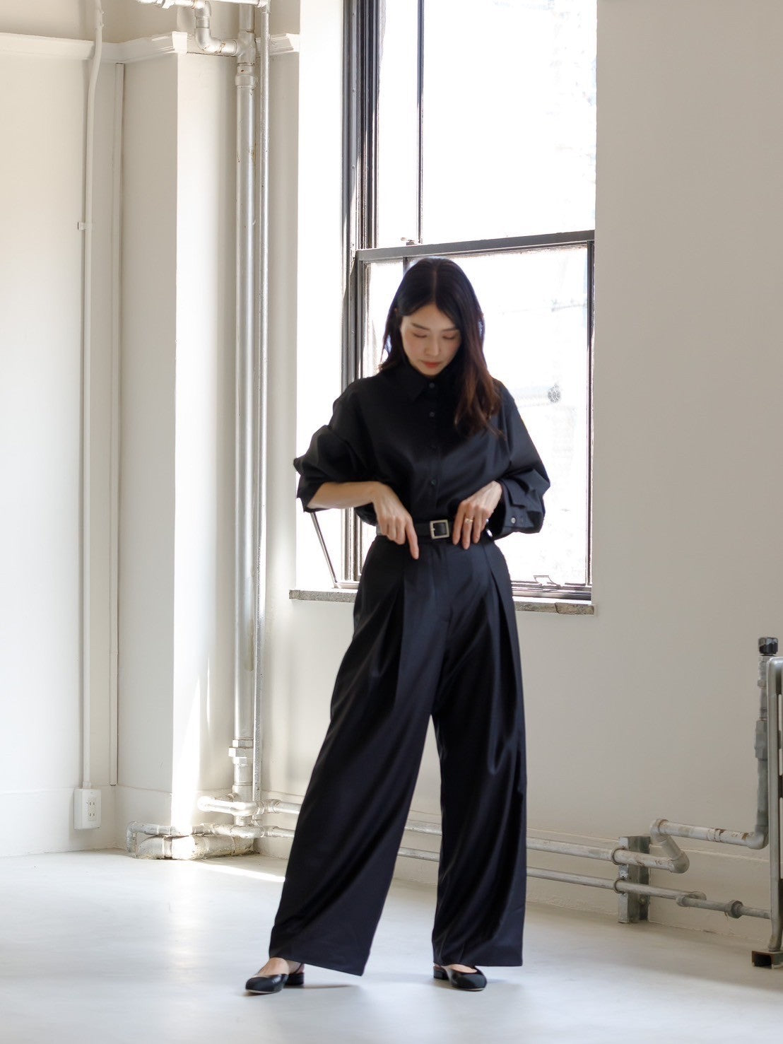 Mariela/double layered shirt jacket Black