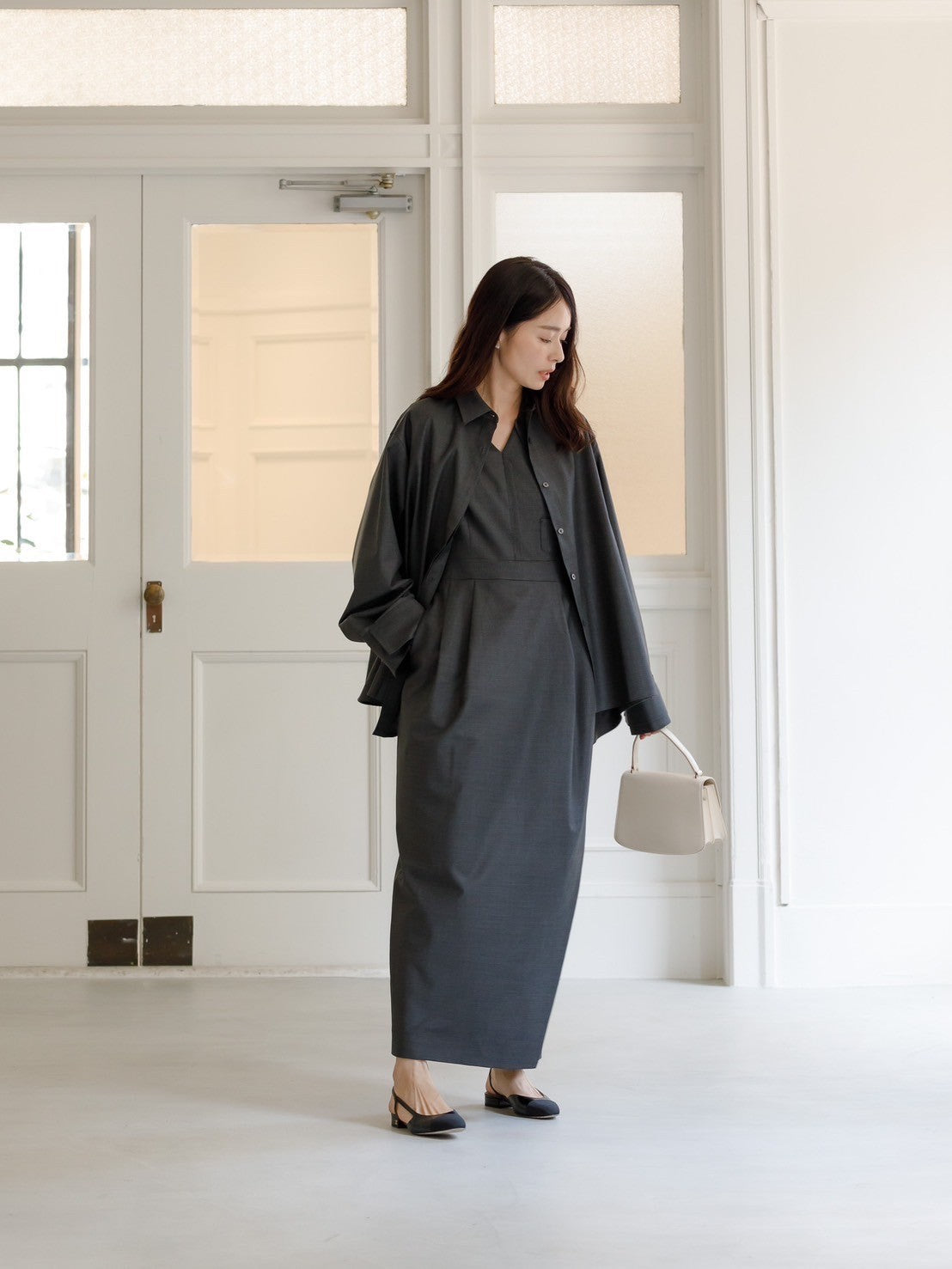 Mariela/double layered shirt jacket Black