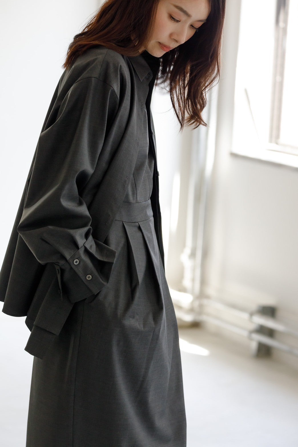 Mariela/double layered shirt jacket Black