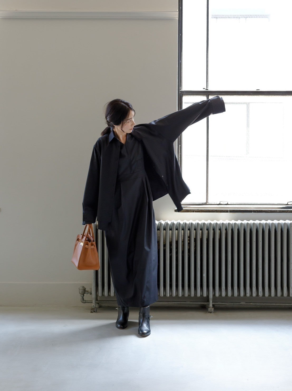 Mariela/double layered shirt jacket Black