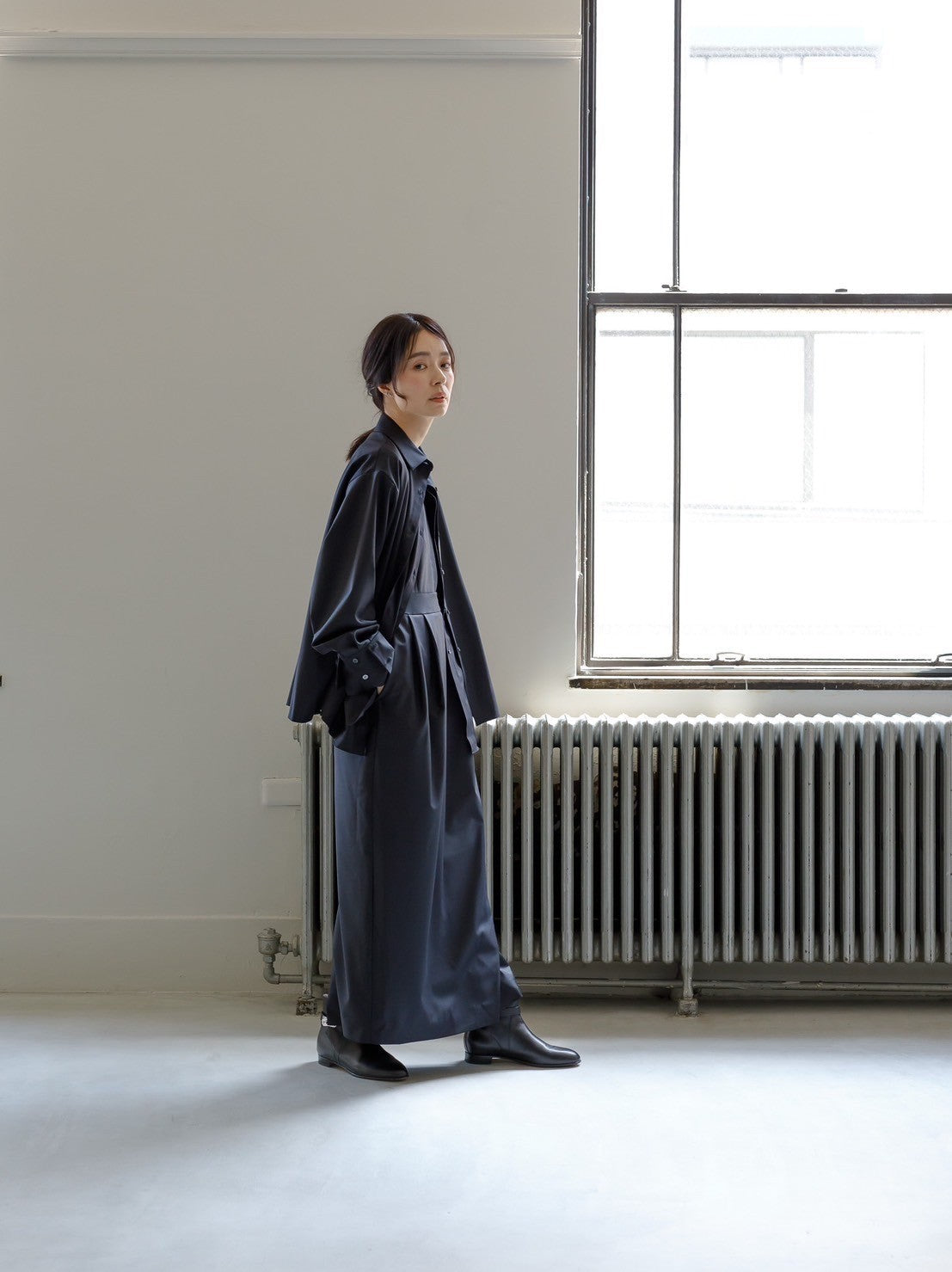 Mariela/double layered shirt jacket Black