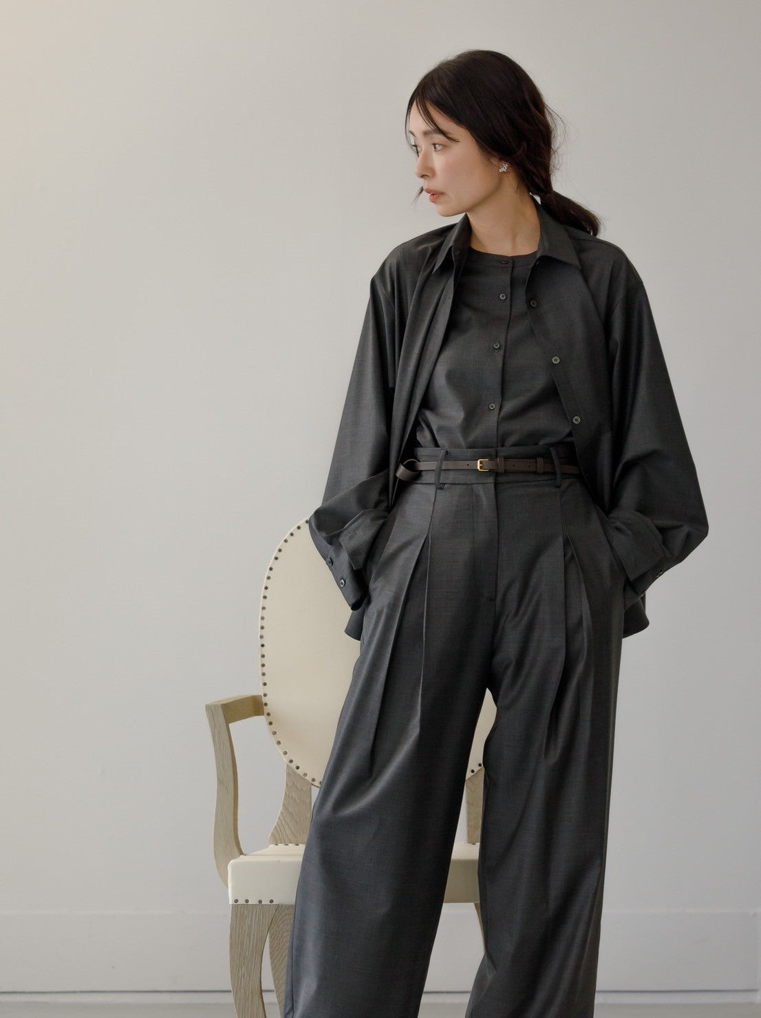 Mariela/double layered shirt jacket Black