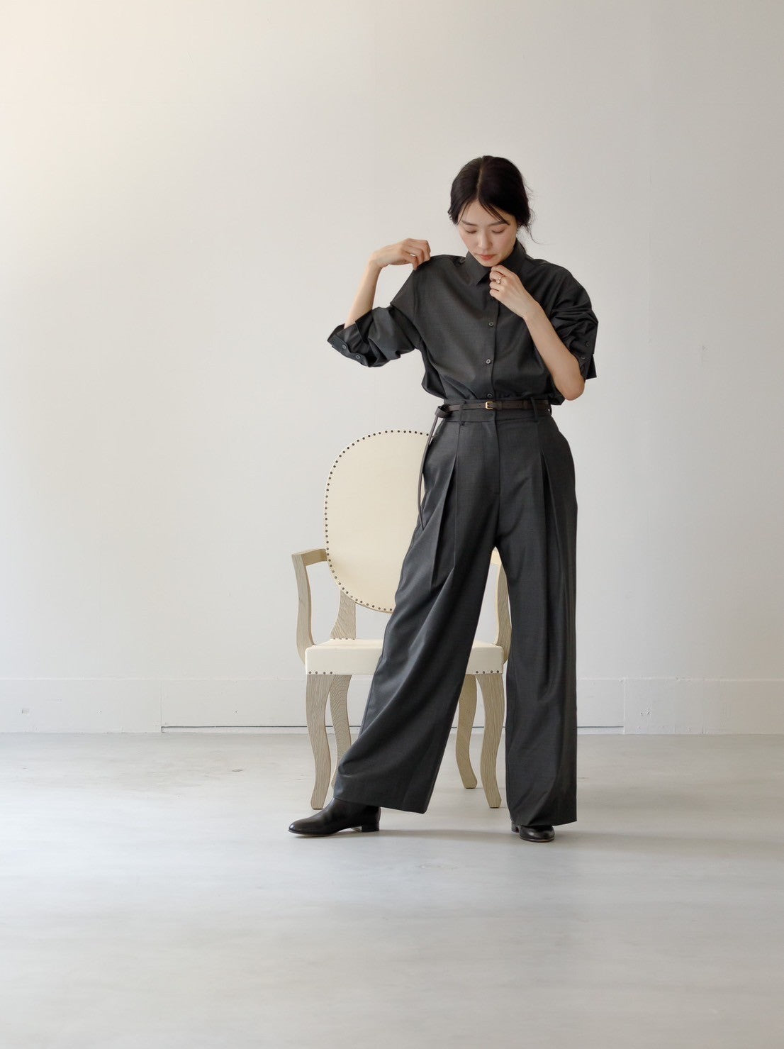 Mariela/double layered shirt jacket Black