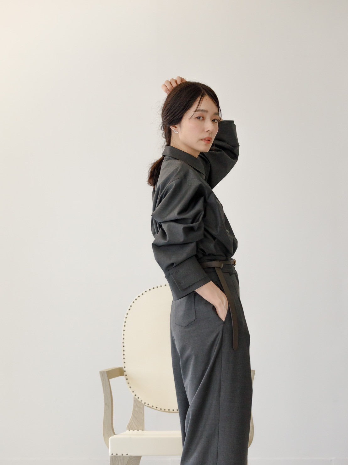 Mariela/double layered shirt jacket Black