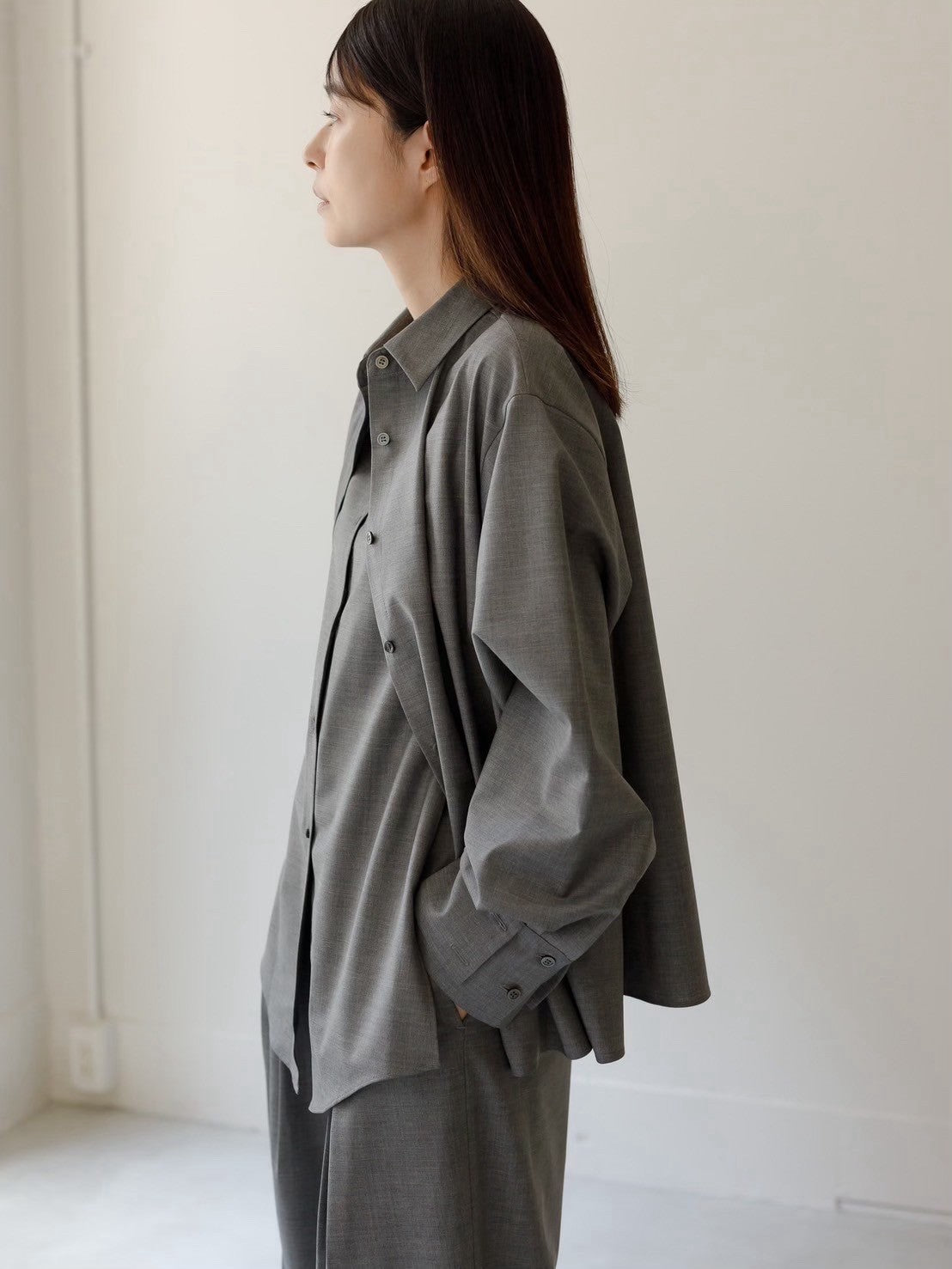 Mariela/double layered shirt jacket Black