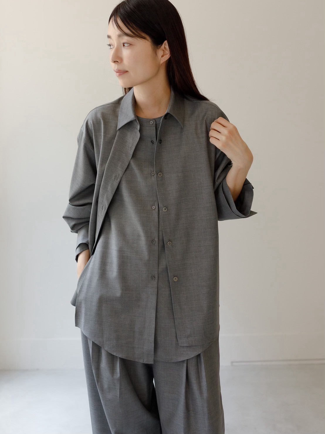 Mariela/double layered shirt jacket Black
