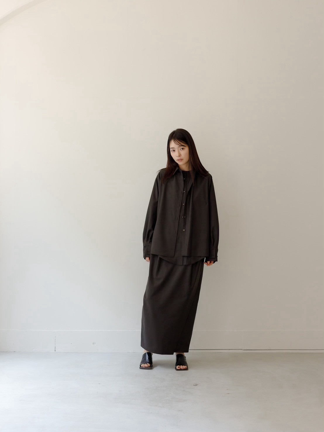 Mariela/double layered shirt jacket Black