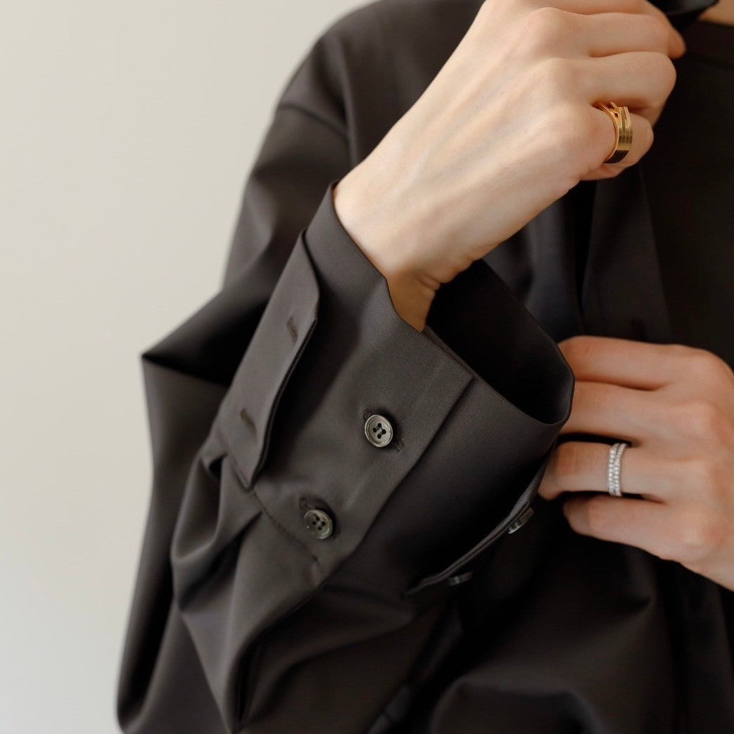Mariela/double layered shirt jacket Black