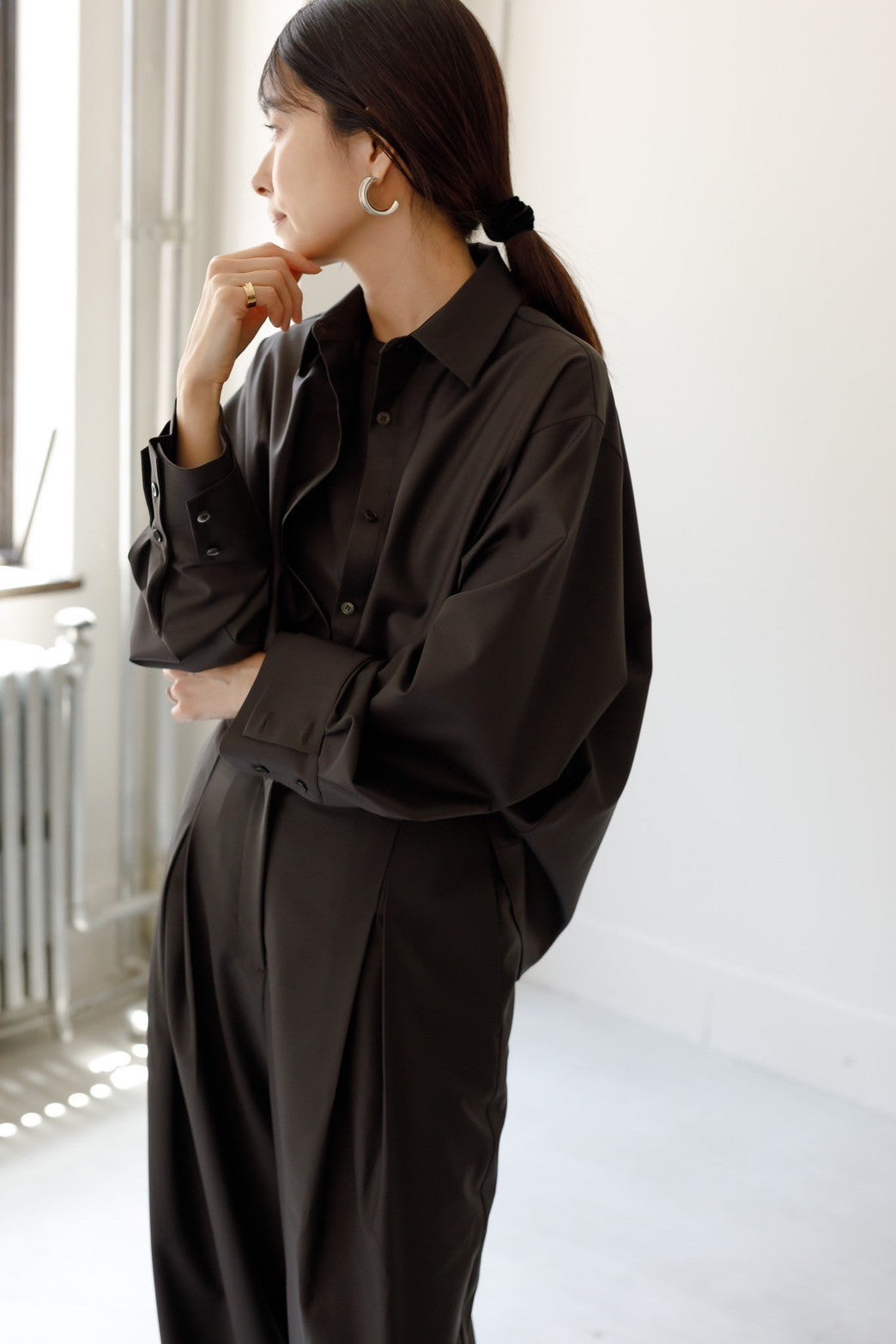 Mariela/double layered shirt jacket Black