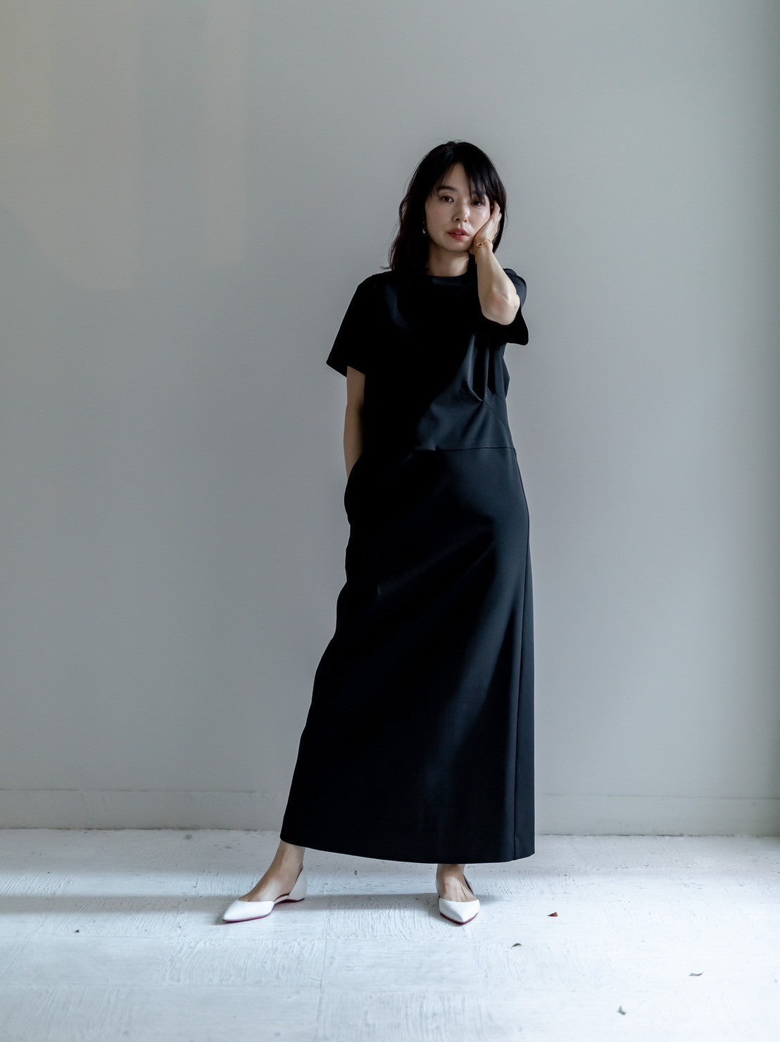 Fabiana / draping dress (perl/midnight/noir)
