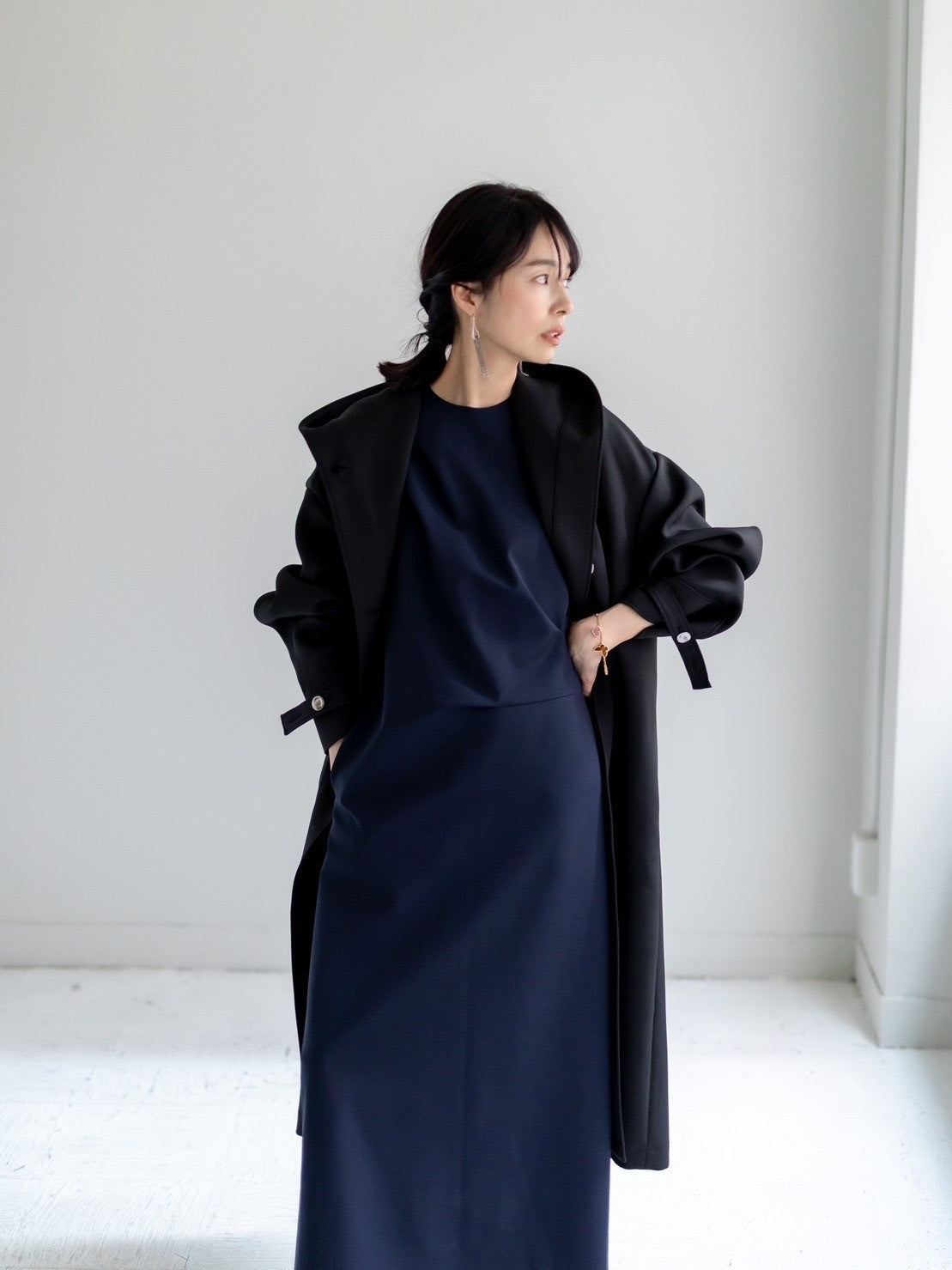 Fabiana / draping dress (perl/midnight/noir)