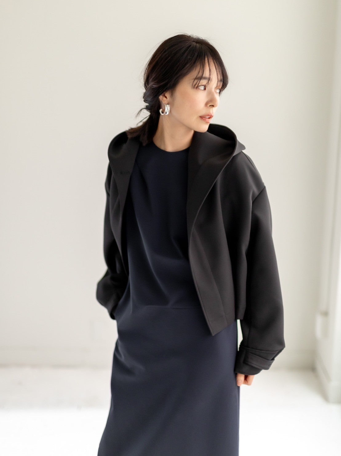 Fabiana / draping dress (perl/midnight/noir)