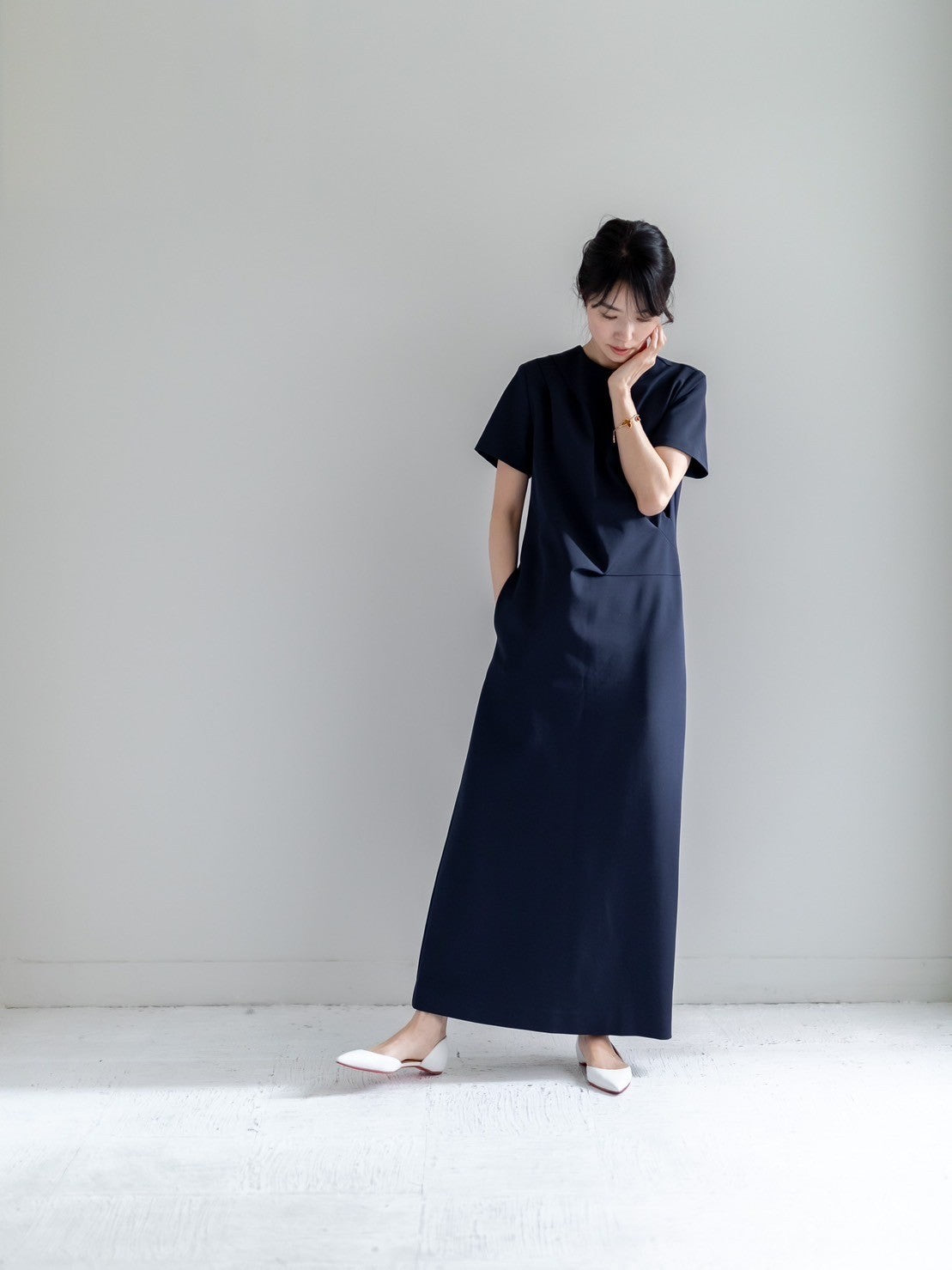 Fabiana / draping dress (perl/midnight/noir)