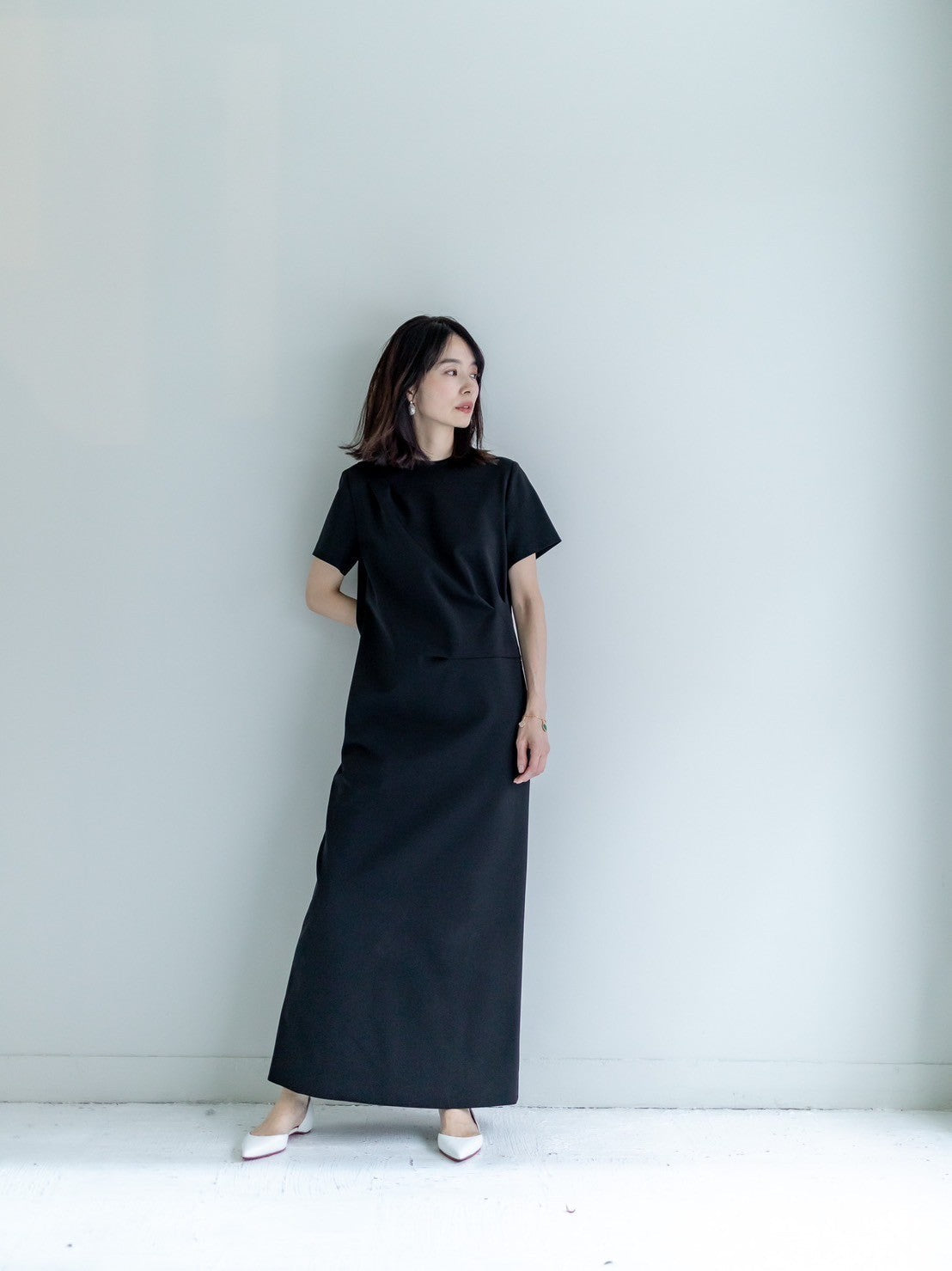 Fabiana / draping dress (perl/midnight/noir)