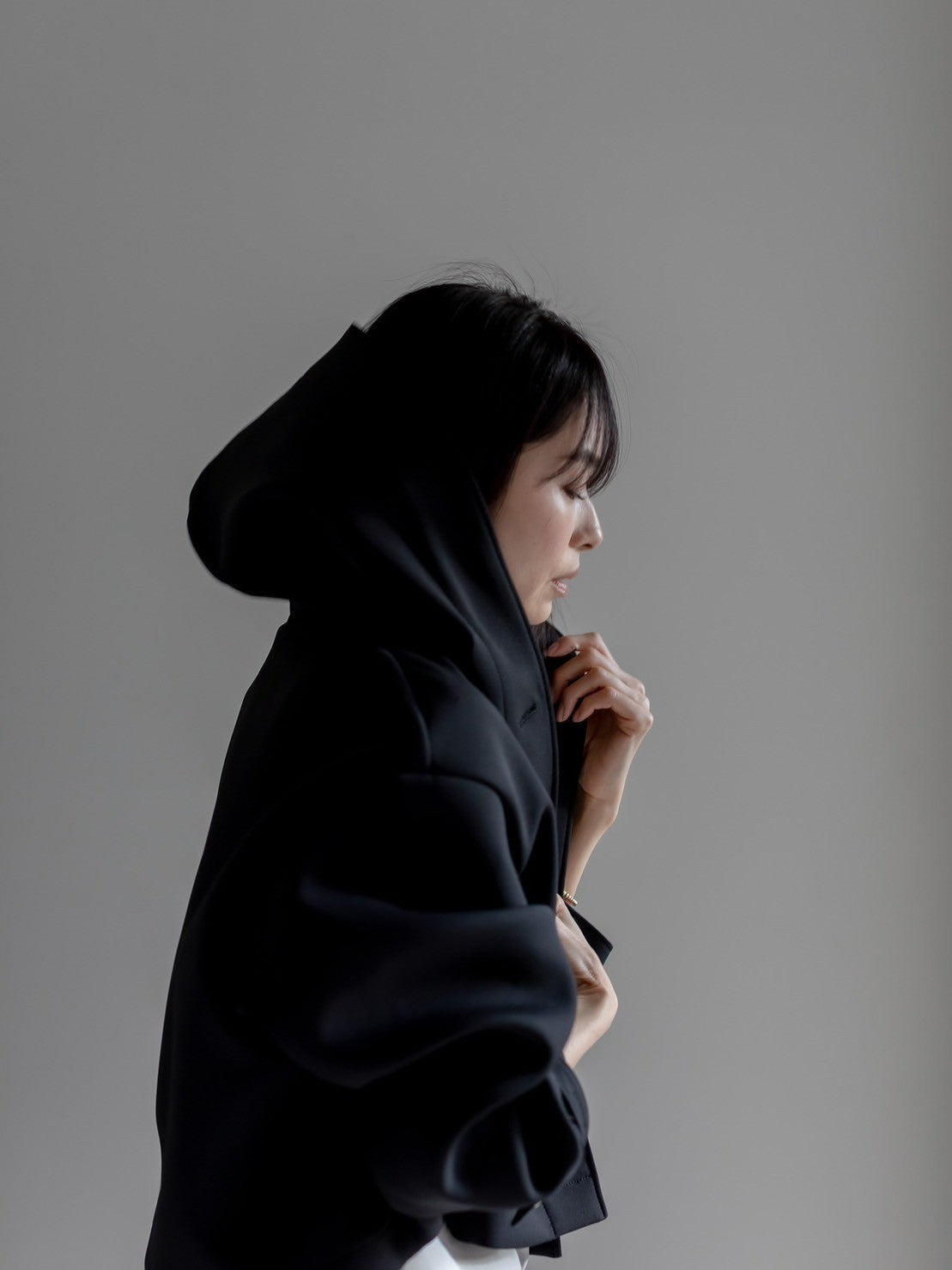 Violetta / switch neck feather short coat (perl/midnight/noir)