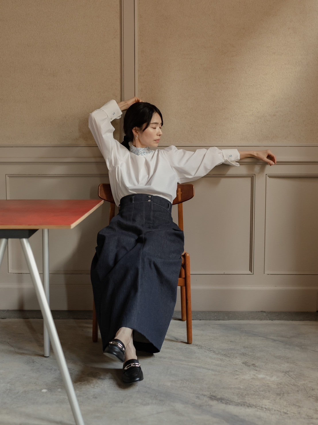 Simone / first denim skirt(INDIGO)