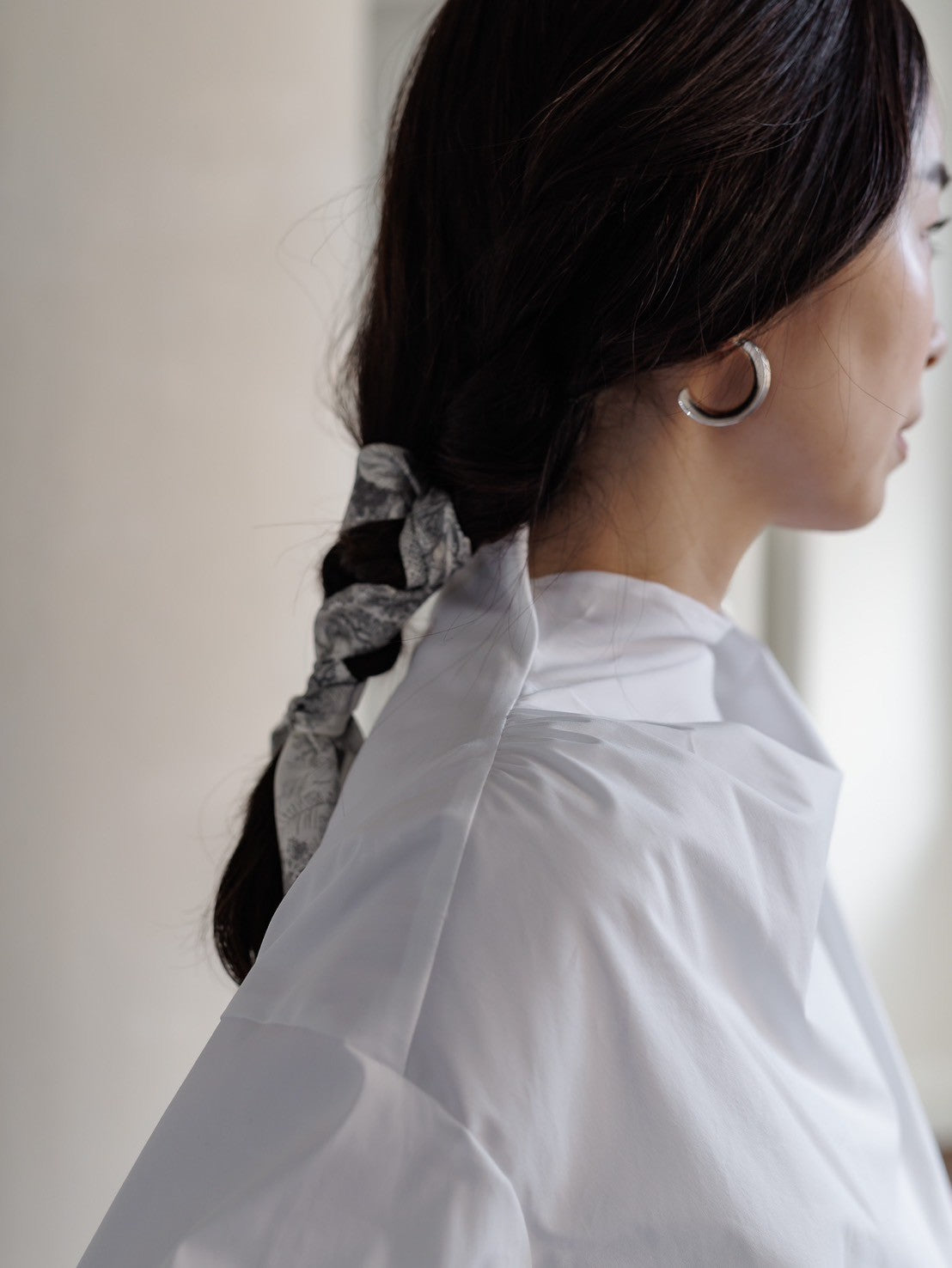 Natalie/bottle neck drape blouse