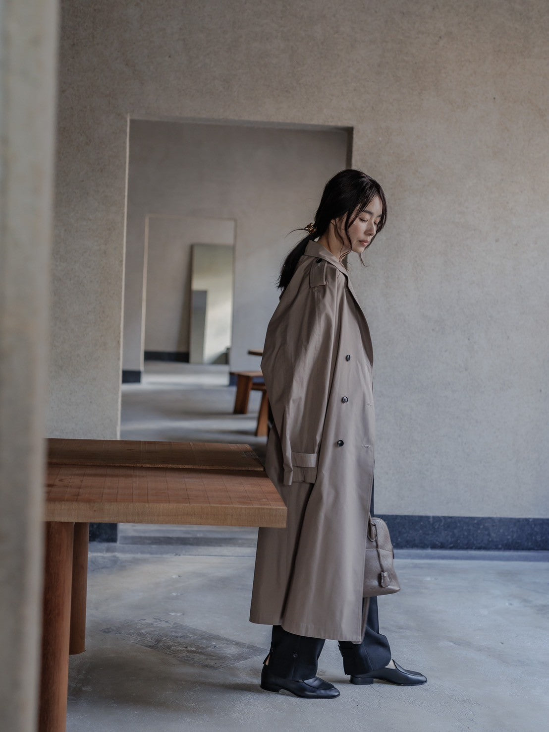Winona/weightlessness silk trench coat