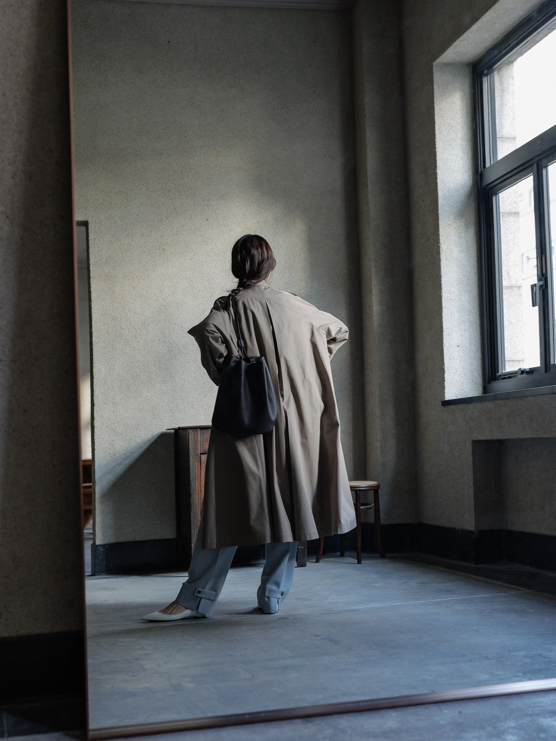 Winona/weightlessness silk trench coat