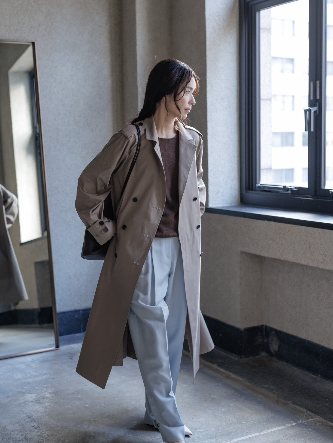 Winona/weightlessness silk trench coat