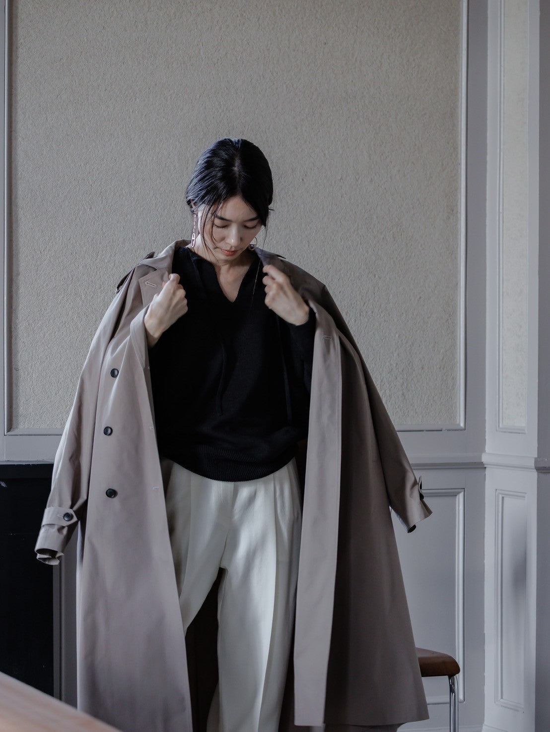 Winona/weightlessness silk trench coat