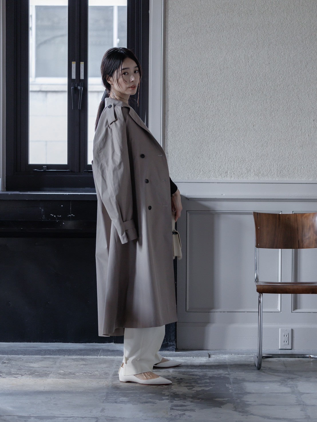 Winona/weightlessness silk trench coat