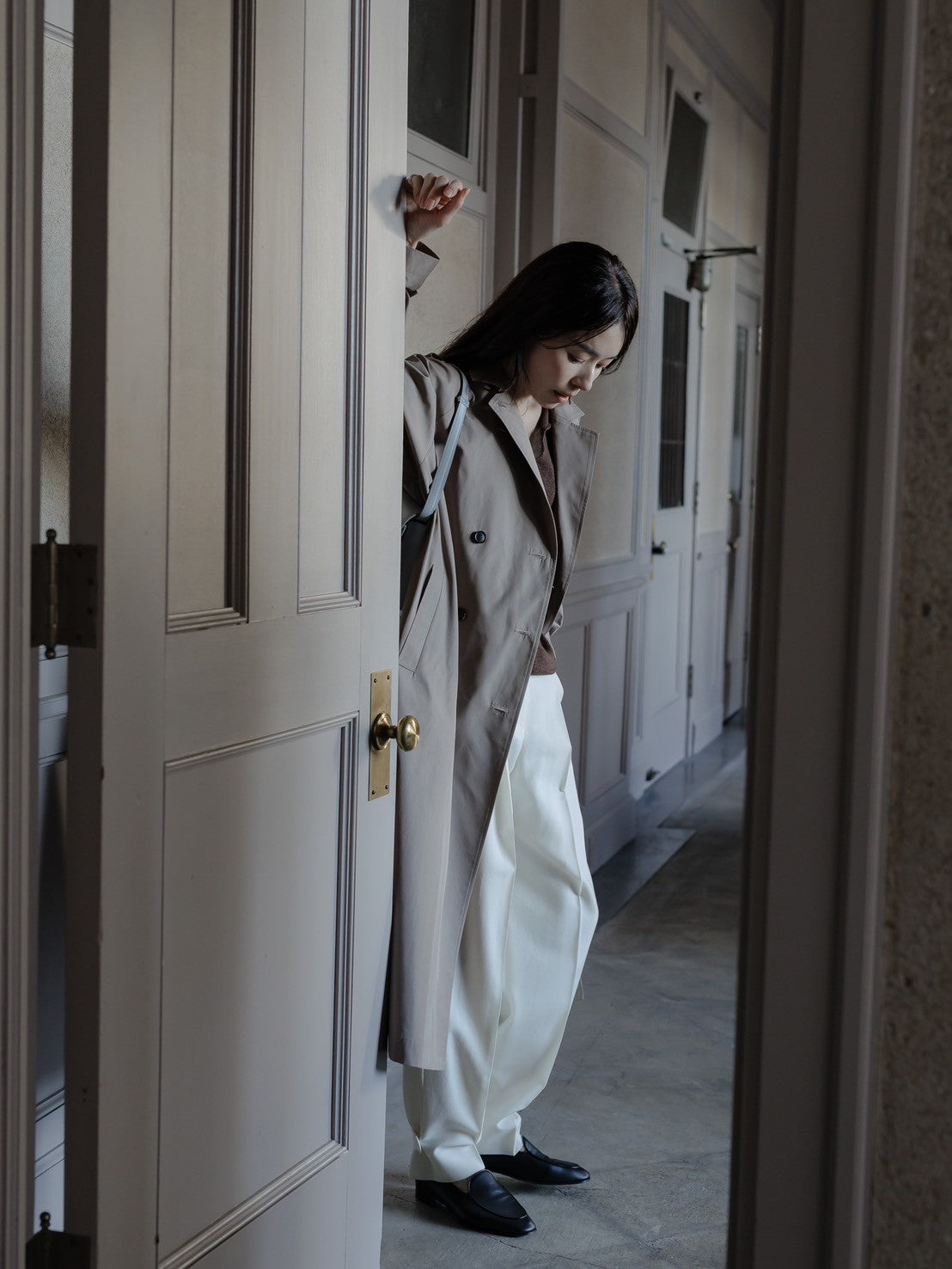Winona/weightlessness silk trench coat