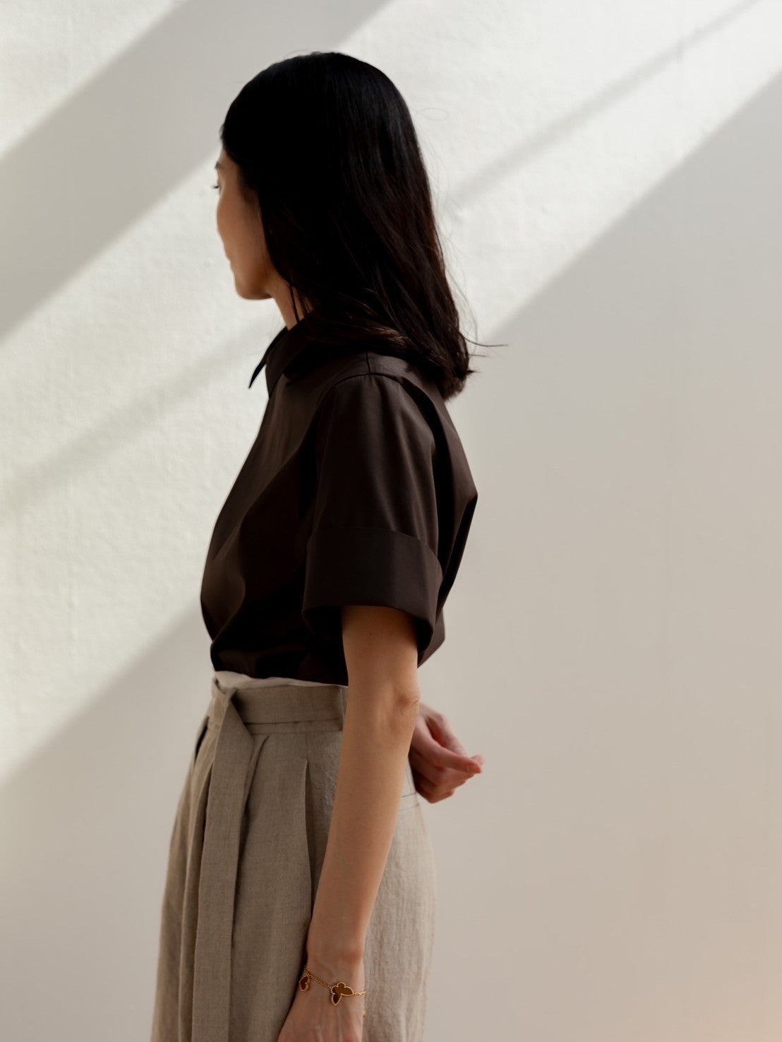 Bridget / half sleeve blouse(sugar/sesame/chocolate)