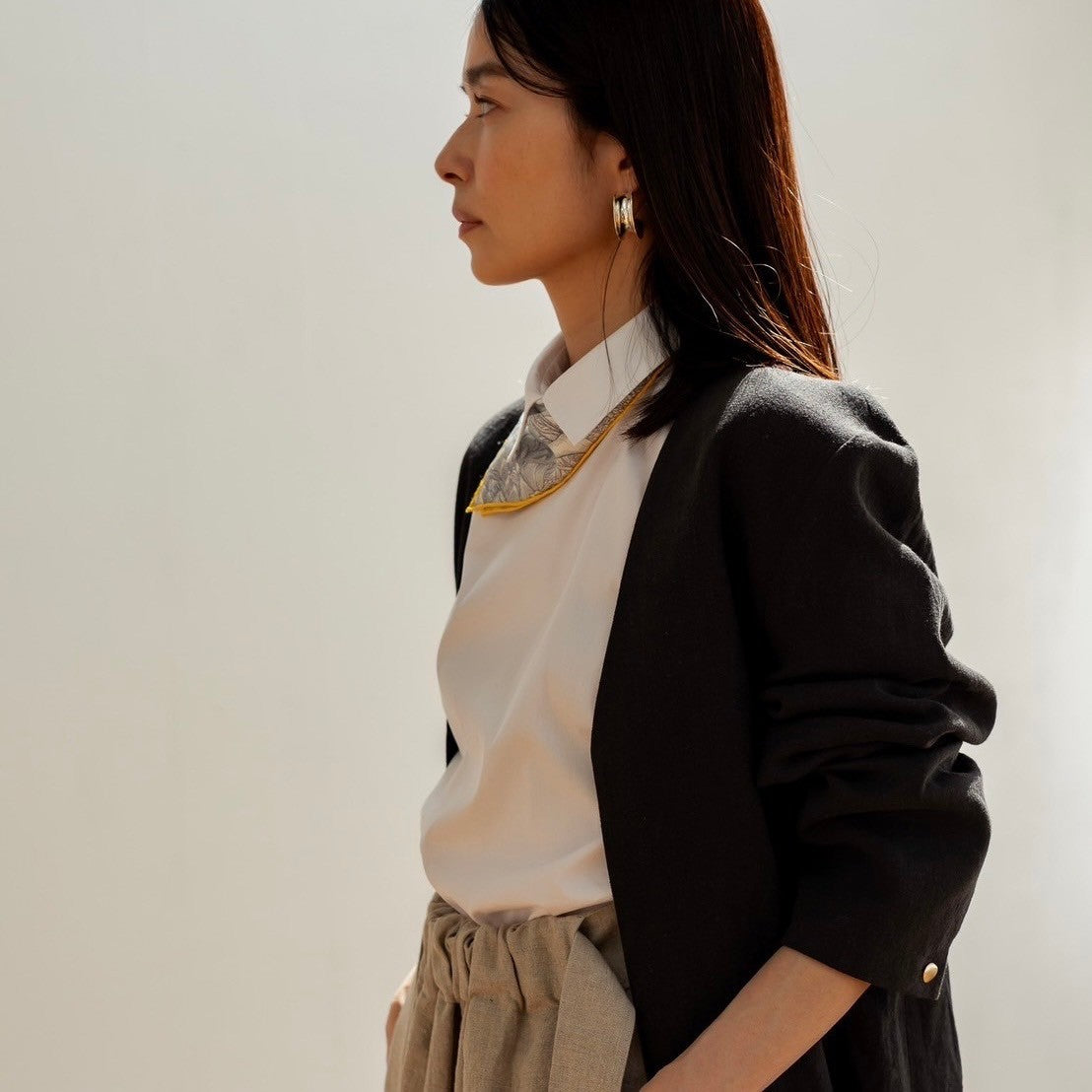 Bridget / half sleeve blouse(sugar/sesame/chocolate)