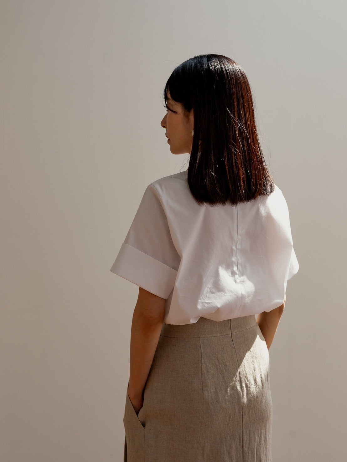 Bridget / half sleeve blouse(sugar/sesame/chocolate)