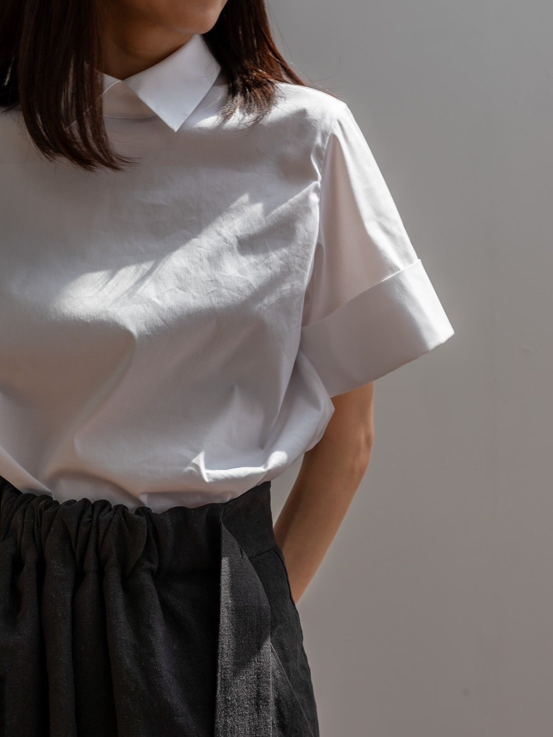 Bridget / half sleeve blouse(sugar/sesame/chocolate)