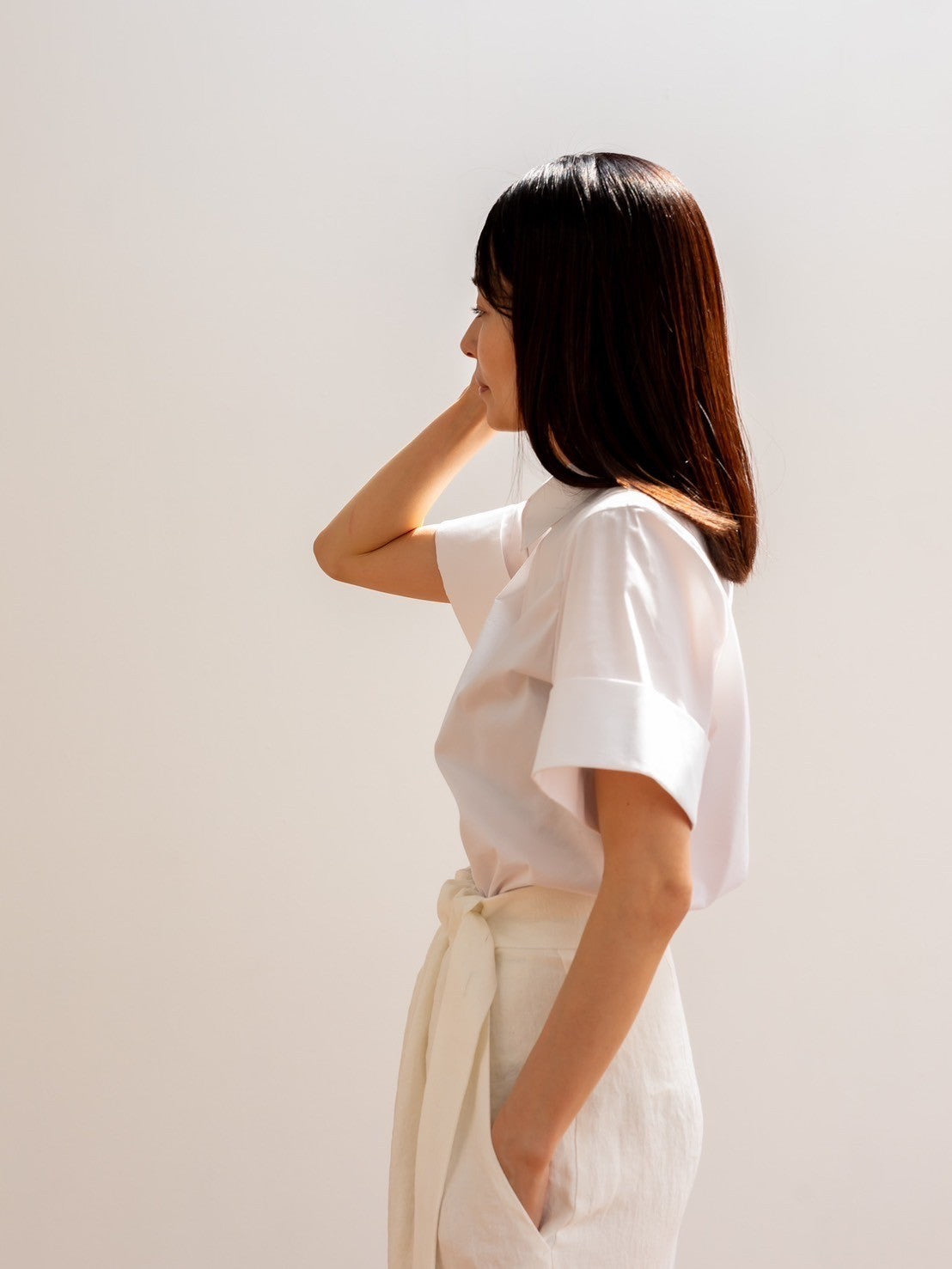 Bridget / half sleeve blouse(sugar/sesame/chocolate)
