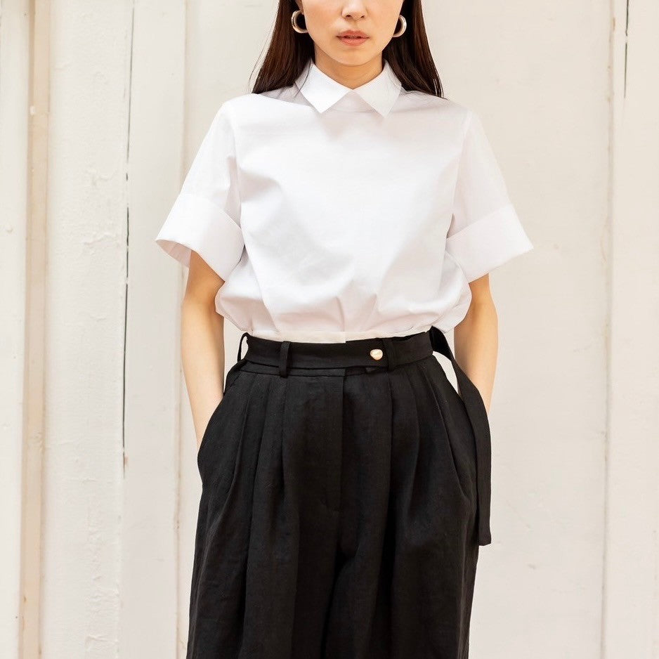 Bridget / half sleeve blouse(sugar/sesame/chocolate)