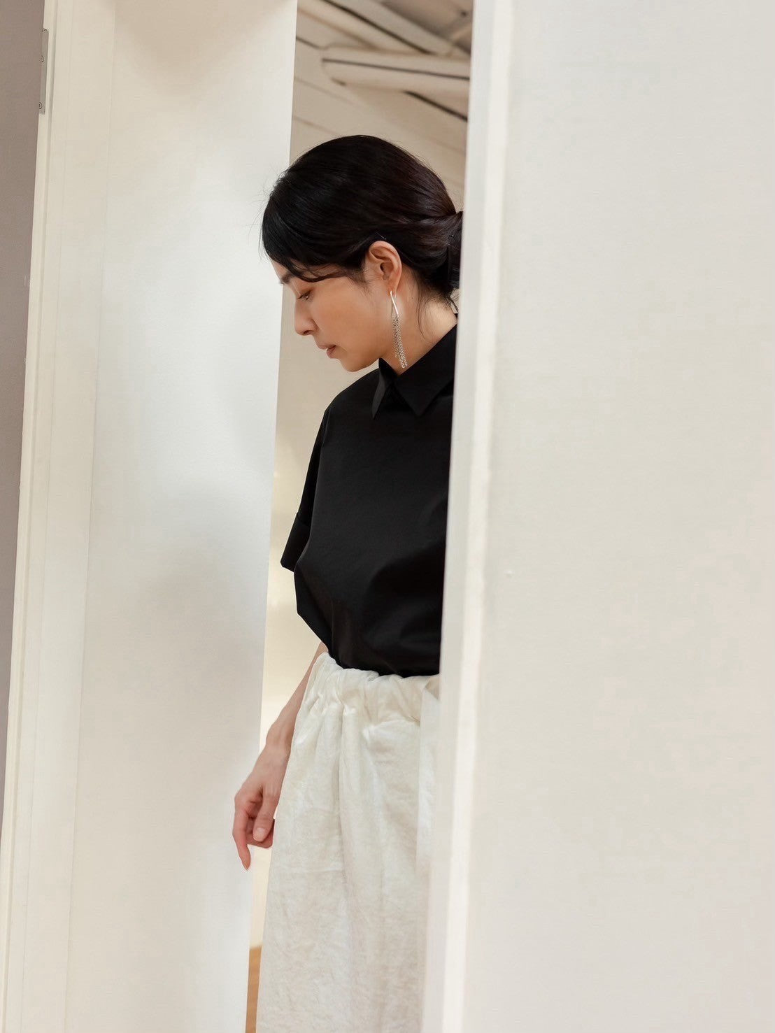Bridget / half sleeve blouse(sugar/sesame/chocolate)