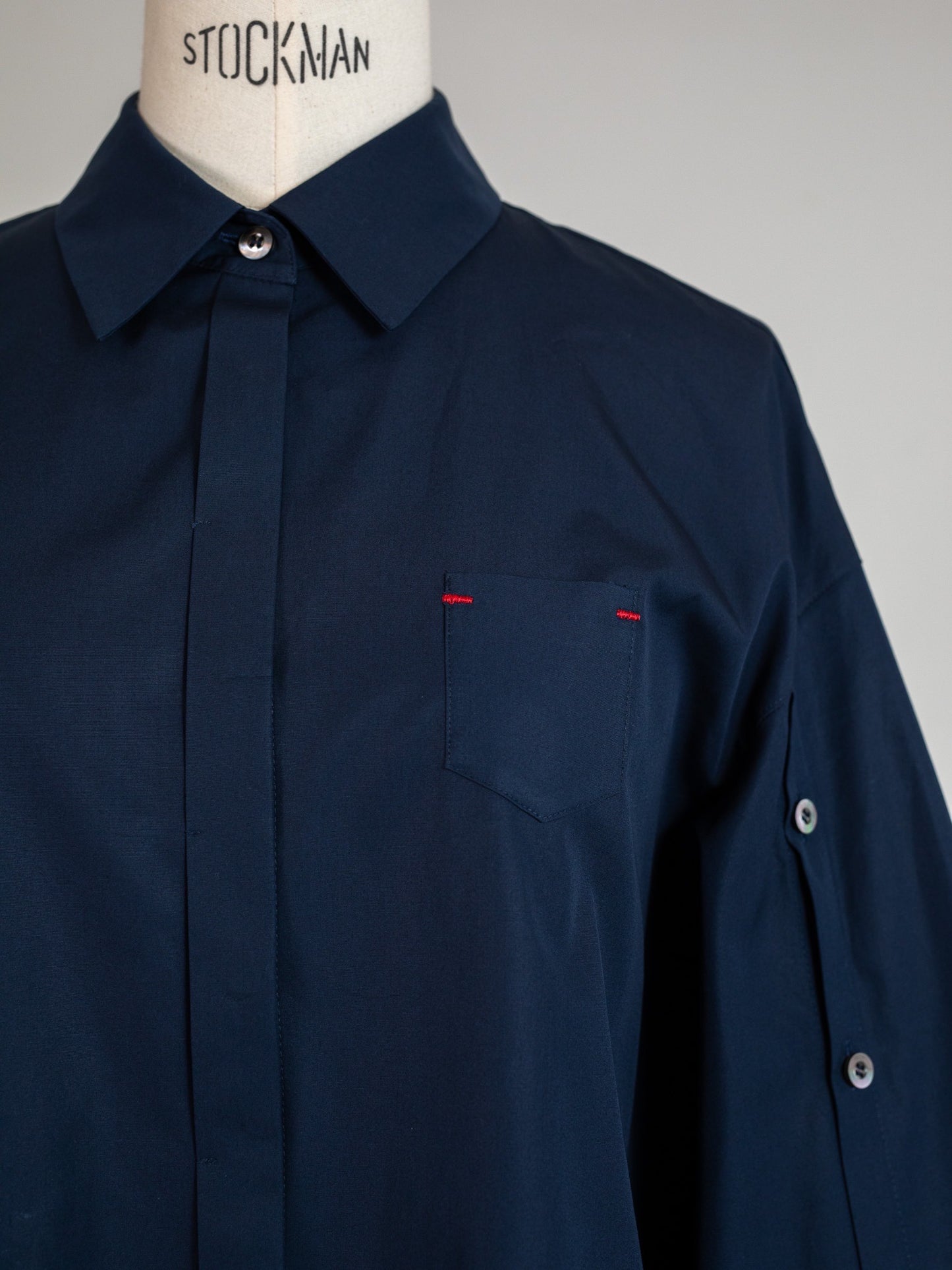 Mia / deres thomas mason 6way sleeve shirt (STRIPE/ INDIGO / CLEAR BLUE)