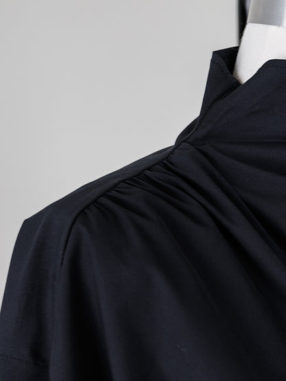 Natalie/bottle neck drape blouse