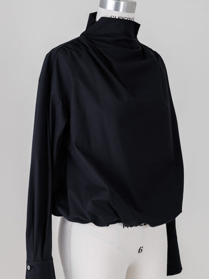 Natalie/bottle neck drape blouse