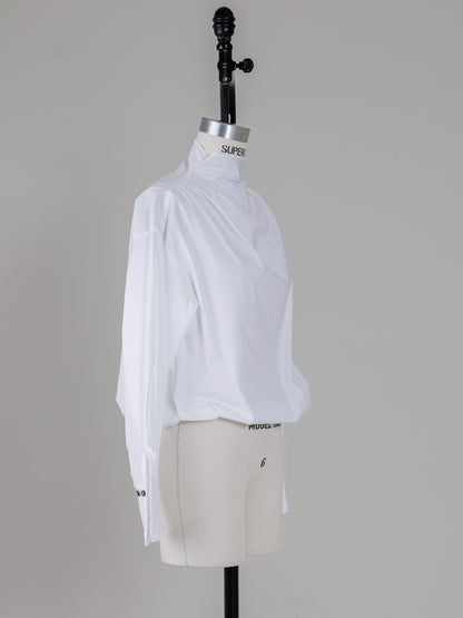 Natalie/bottle neck drape blouse